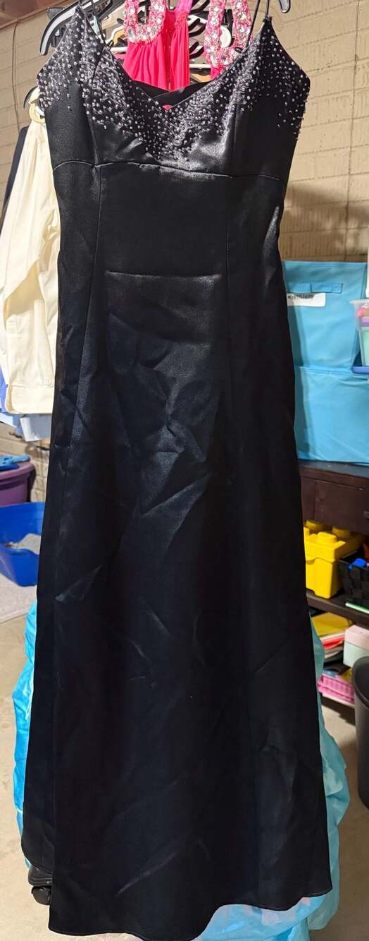 Jump Apparel Co. Black Beaded Satin Prom Dress Size 3